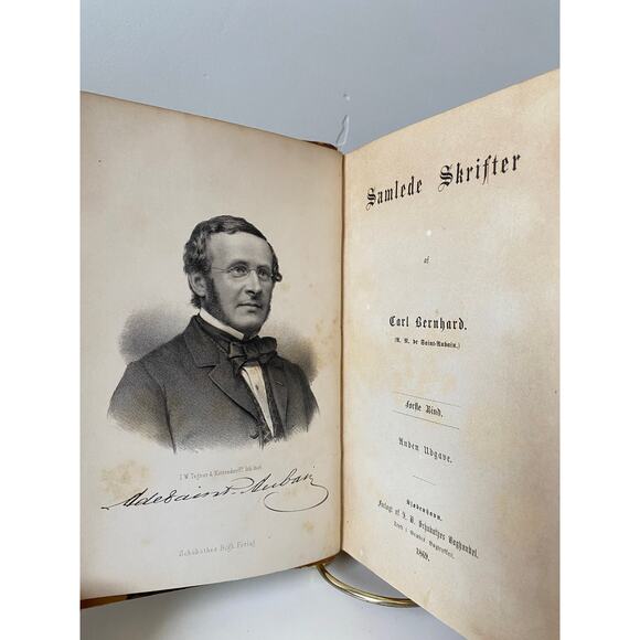 1869 Antique I-II Samlede Skrifter by Carl Bernhard Hardcover Danish Book - Picture 9 of 12